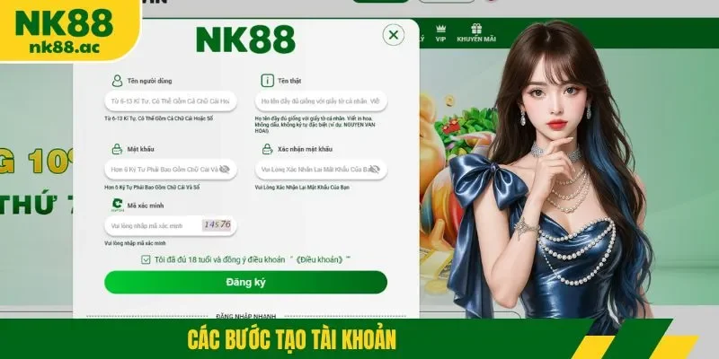 Các bước tạo tài khoản